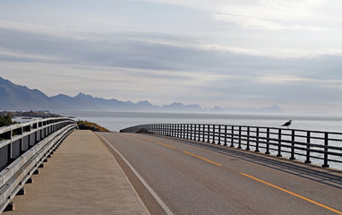 good pavement road on Lofoten islands in Norway