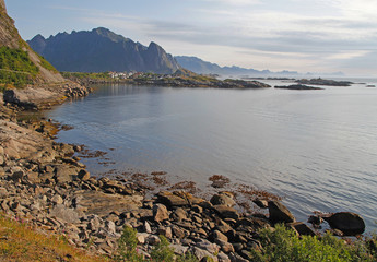 Fototapeta na wymiar panoramic view of the coast at Lofoten islands