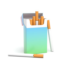Open pack of cigarettes. Colored blank paper package
