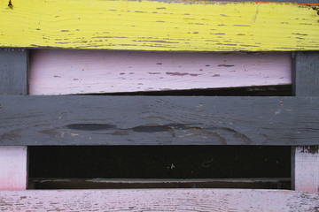 Detail of colored wooden planks