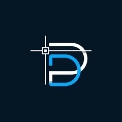 Letter DP Outline Auto Cad Creative Modern Icon Logo Design Template Element Vector