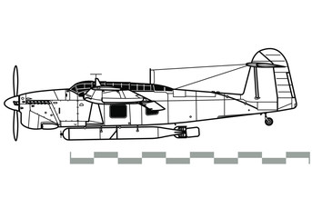 Fairey Barracuda. Outline vector drawing