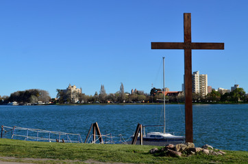 cross on the river