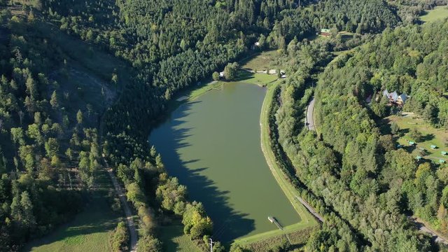 Aerial view of dam in Levoca city in Slovakia