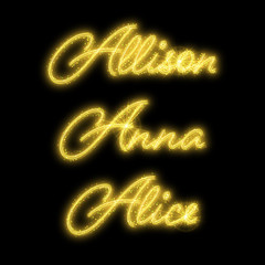 Female names made of sparkler. Design element for birthday card, bridal shower or wedding invitation