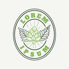 Beer label with hop and leaves hand drawn logo design