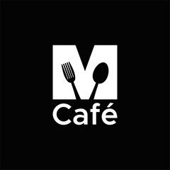letter M for M cafe logo design unique