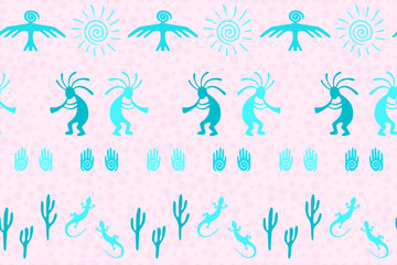 Traditional, design with humpbacked man playing flute musical instrument.