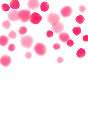 Rose gold petals flying cosmetics vector background.