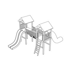 Kids Playground Line art - coloring page, line art illustration for children