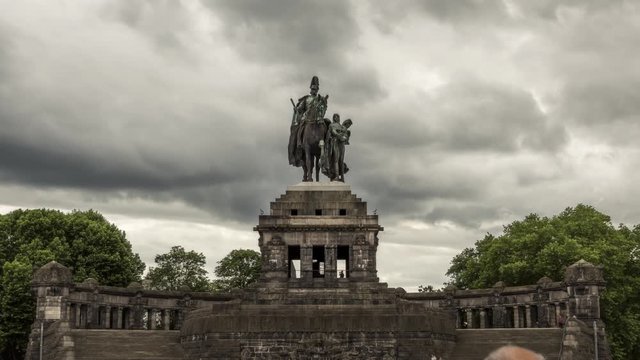 A timelapse view of Kaiser-Wilhelm Monument at Deutsches Eck ("German Corner") in Koblenz