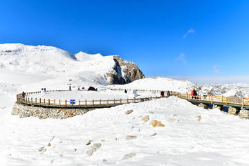 Scenic skyline landscape snow mountain view of Dagu Glacier National park.Dagu Pingchuan...