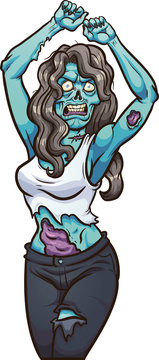 recommend clip art: Female dancing zombie looking angry clip art. Vector illustration with simple gradients. All in a single layer. 