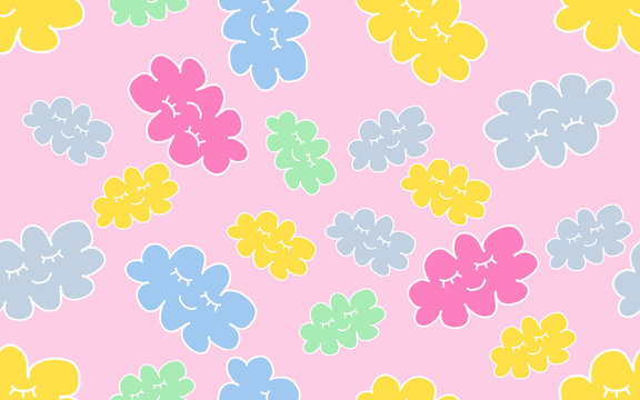 colorful clouds seamless pattern kawaii