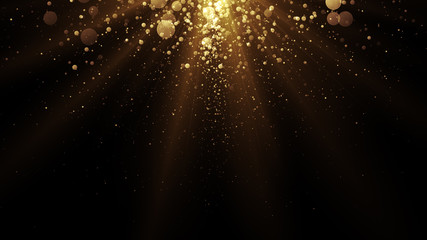 Golden particles. Abstract glamour background for celebration.