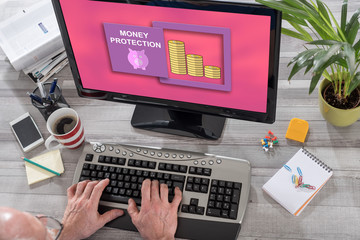 Money protection concept on a computer