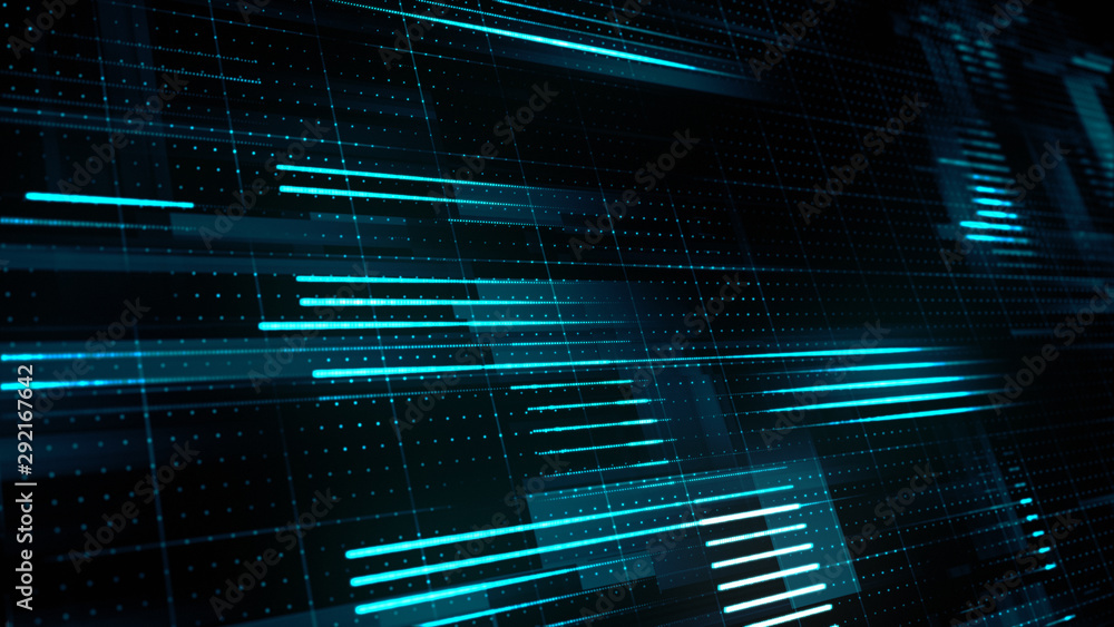 Poster application data flow. futuristic concept with abstract digital process in a cyber space. high techn