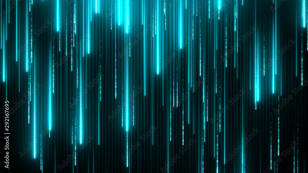 Poster blue neon technology background. abstract application code moving in a cyberspace. data flow texture