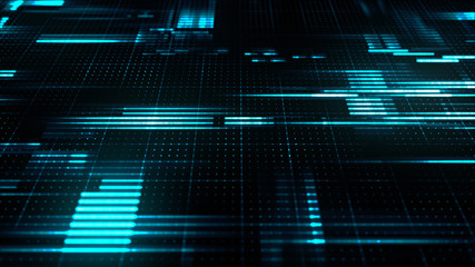 Abstract hi-tech background for engineering concept. Cyber grid in a virtual space with information flow.