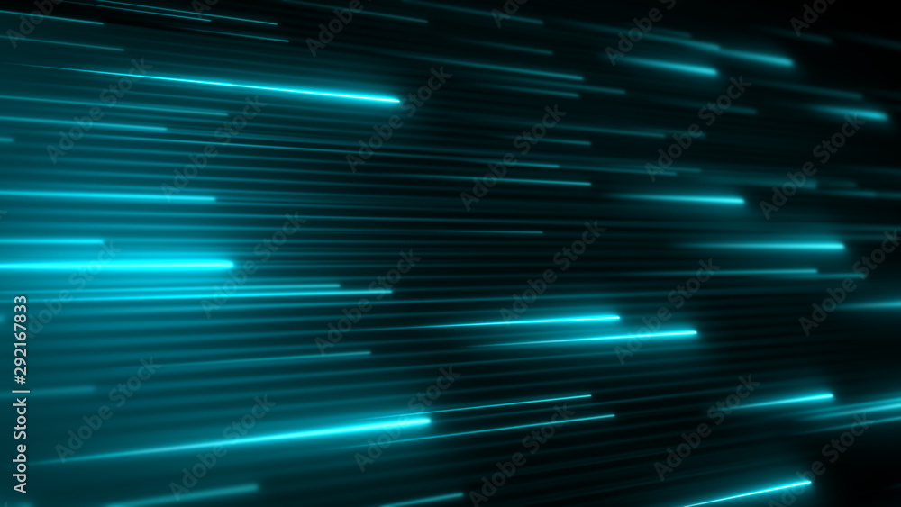 Poster horizontal neon stripes. abstract background. bright shiny lines in a cyberspace. futuristic data fl