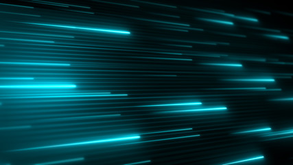 Horizontal neon stripes. Abstract background. Bright shiny lines in a cyberspace. Futuristic data flow. Application code running. System information transfer.
