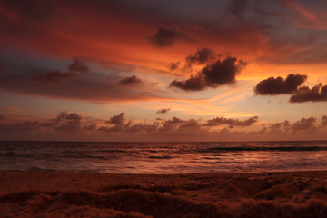 Fototapeta na wymiar Hues of dusk in Malpe beach,Udupi, Karnataka