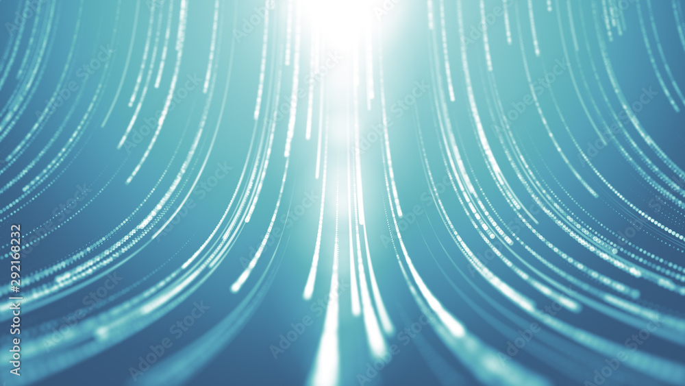 Poster abstract cyber space background. futuristic data flow. high tech texture with particles and rays of 