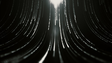 Abstract dark technology texture. Futuristic information transfer background. Geometric dynamic high tech pattern.