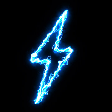 Thunder bolt icon. Battery charging. Power lightning symbol isolated on the black background.