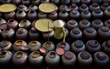 produce soy sauce in tradition village at Hungyen province, Vietnam, this is a handicraft
