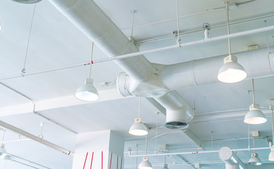 Air duct, automatic fire sprinkler safety system. Fire protection and detector. Fire sprinkler...