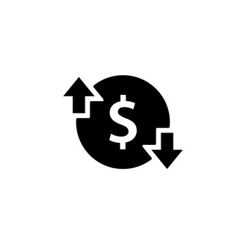 Change price black icon. Clipart image isolated on white background