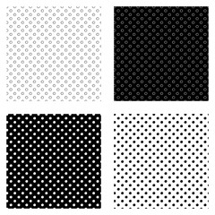 Abstract polka dot pattern set with hand drawn dots. Cute vector black and white polka dot pattern set. Seamless monochrome doodle polka dot pattern set for textile, wallpapers, wrapping and cards.