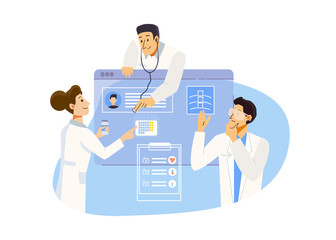 Online doctor. Medical consultation service by Internet. Medicine and Healthcare Concept