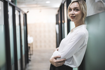 Beautiful business woman smile portrait and stading in the offices.