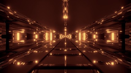 Fototapeta na wymiar dark futuristic scifi tunnel corridor 3d illustration wallpaper background design