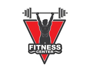 Bodybuilder fitness gym icon logo badge vector illustration