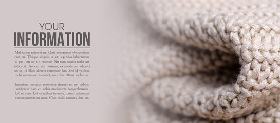Beige knitted sweater texture fabric textile macro blur background