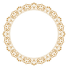 Decorative frame Elegant vector element for design in Eastern style, place for text. Floral golden border. Lace illustration for invitations and greeting cards.
