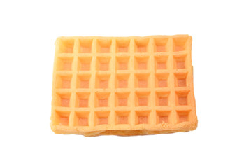 Belgian waffle isolated on white background.