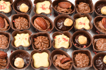 Mix of tasty chocolate candy collection.