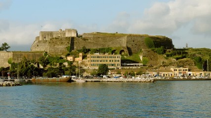 Exterior view of the old fortress the Paleo Frurio in Corfu. Greece. 4K