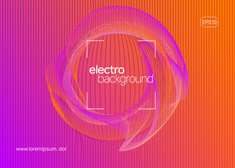 Obraz premium Dance flyer. Dynamic fluid shape and line. Minimal discotheque invitation template. Neon dance flyer. Electro trance music. Techno dj party. Electronic sound event. Club fest poster.
