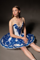 Ballerina in blue and white © Harris Shiffman