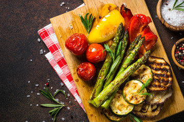 Grilled vegetables - zucchini, paprika, eggplant, asparagus and tomatoes.