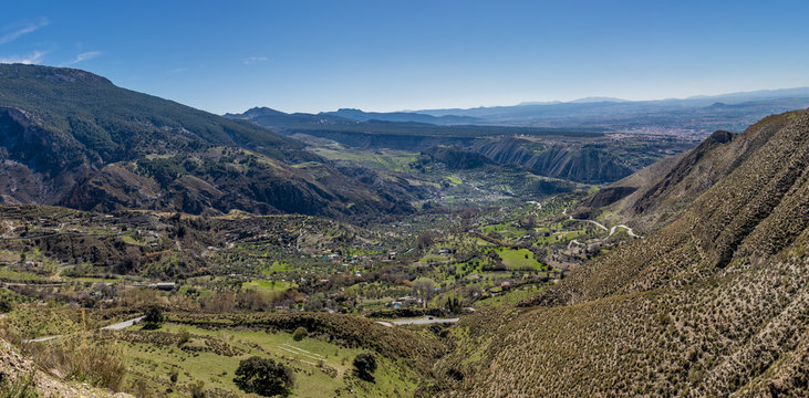 View of a valley under Sierra Sevada in Granada