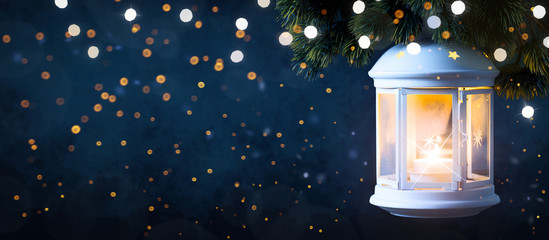 Christmas Lantern, Christmas and New Year holidays background, winter season.