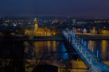 Fototapeta na wymiar beautiful night view of the city of Kaunas.