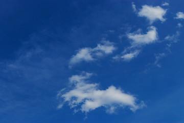 Fototapeta premium Contrast photo of white clouds on a bright blue background high in the sky