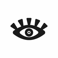 Unusual open eye with eyelashes. Icon, symbol, logo. Flat vector illustration.